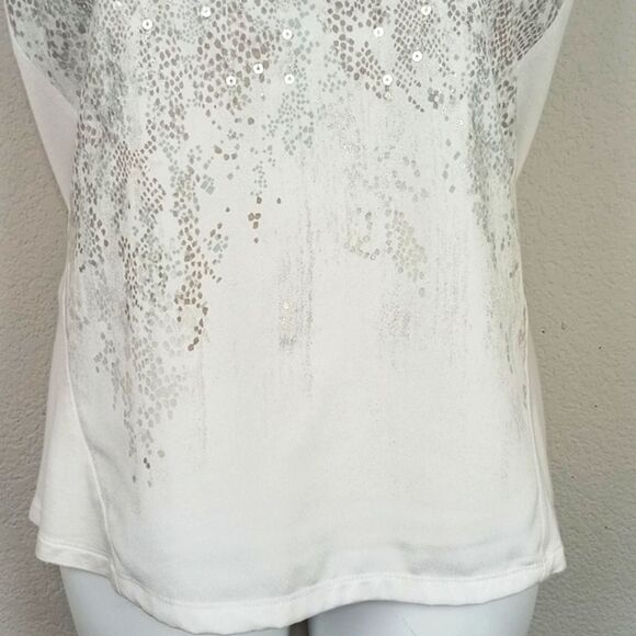 Calvin Klein White and Silver Sequin Top sz L Y2K - Picture 4 of 10